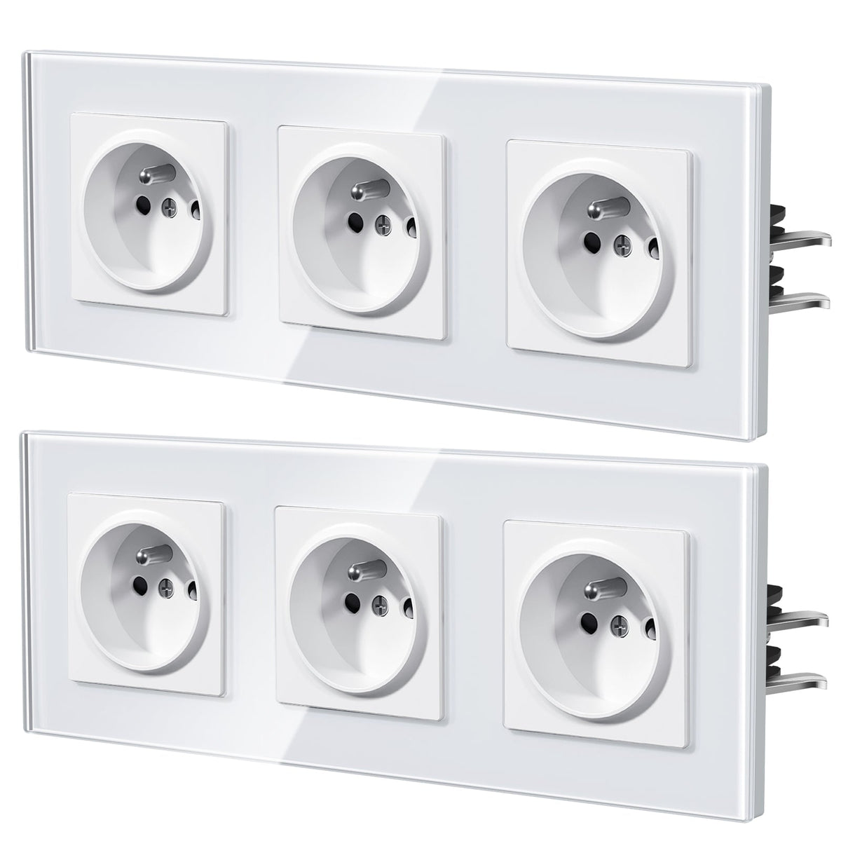 BSEED Heritage Series France Wall Sockets with Claw Technology 16A Plug 2 pack Power Outlets & Sockets Bseedswitch White Triple