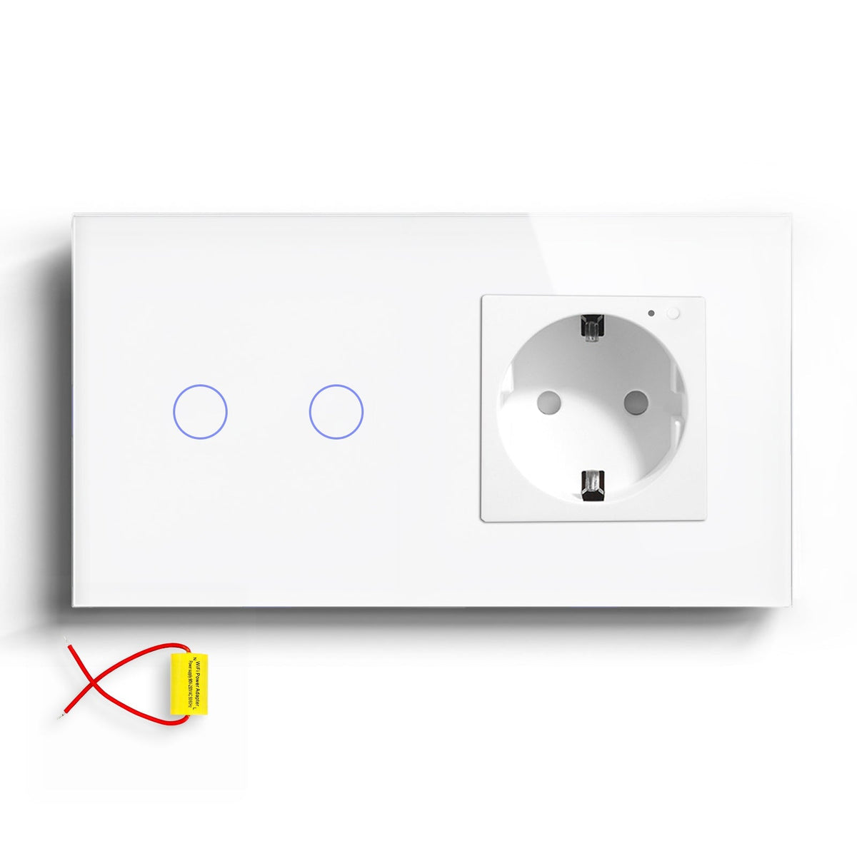 Bseed Smart Wifi Switch No neutral line With EU Single Wifi Socket 157mm Power Outlets & Sockets Bseedswitch White 2Gang