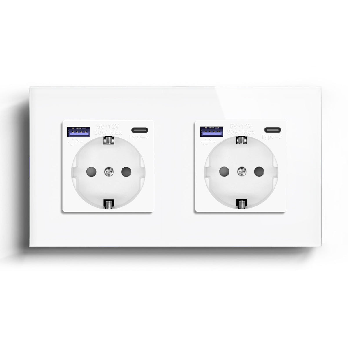 BSEED EU sockets with 20W PD Fast Charge Type-C Interface Outlet Wall Socket Power Outlets & Sockets Bseedswitch White Double