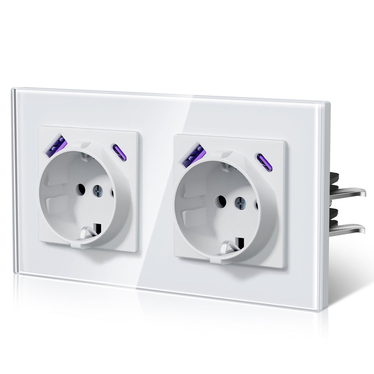 BSEED 20W EU sockets with Fact Charge Type-C USB with Claw technology Power Outlets & Sockets Bseedswitch White Double