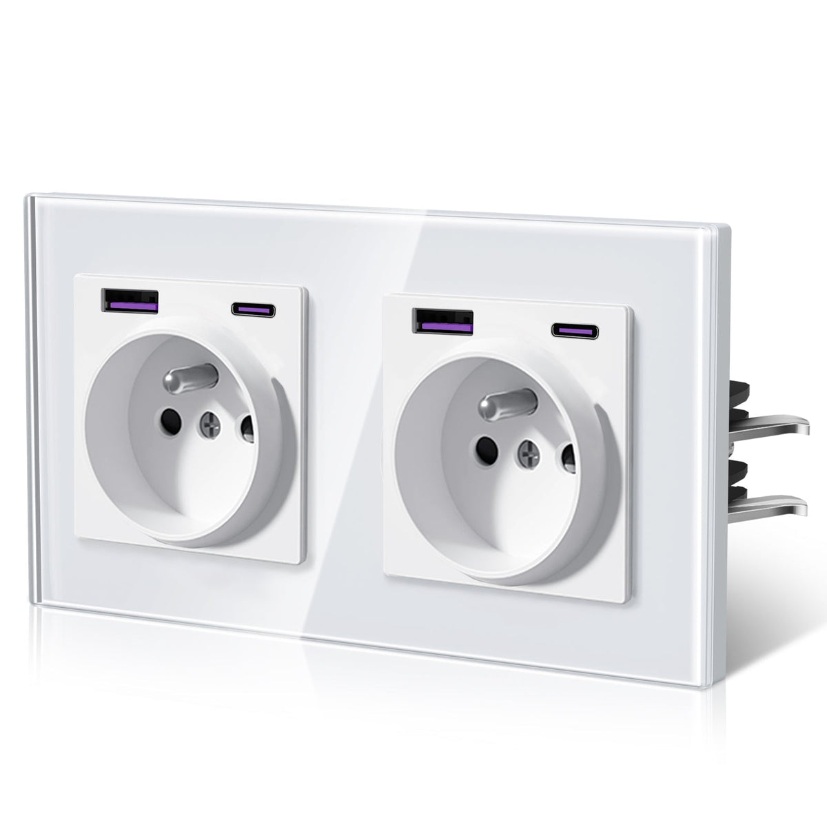 Tomada de Parede Francesa BSEED Heritage Series com 20W USB-C com Garras Tomadas e Tomadas Bseedswitch