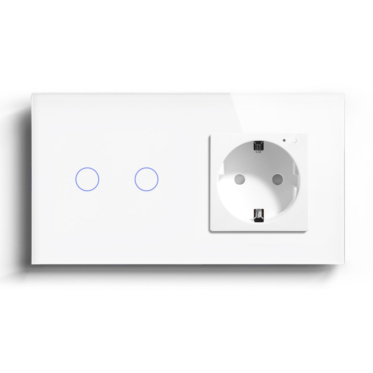 Bseed 1 Gang Smart Wifi Switch With EU Single Wifi Socket 157mm Power Outlets & Sockets Bseedswitch White 2Gang