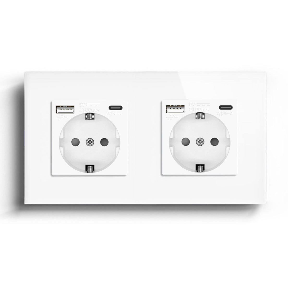 BSEED EU sockets with 2.1A Type-C Interface Outlet Wall Socket Power Outlets & Sockets Bseedswitch White Double