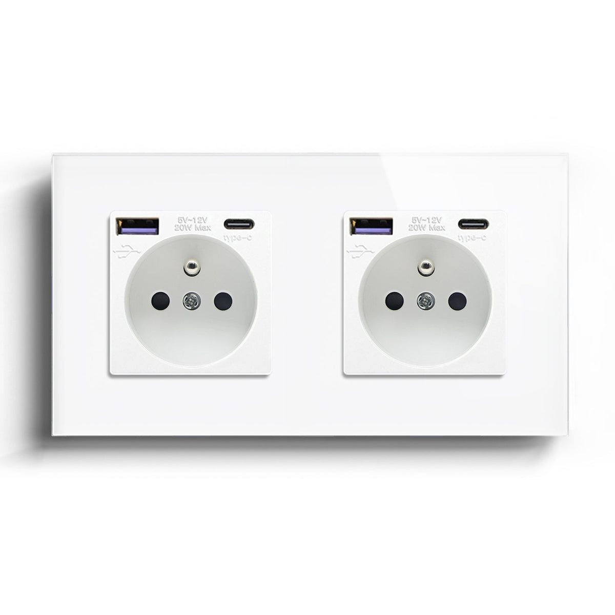 BSEED FR sockets with 20W PD Fast Charge Type-C Interface Outlet Wall Socket Power Outlets & Sockets Bseedswitch White Double
