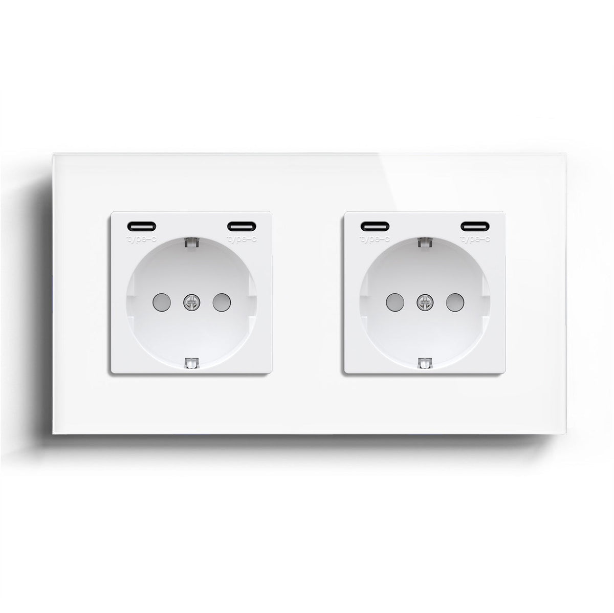 BSEED EU sockets with Double 2.1A Type-C Interface Outlet Wall Socket With Waterproof Power Outlets & Sockets Bseedswitch White Double