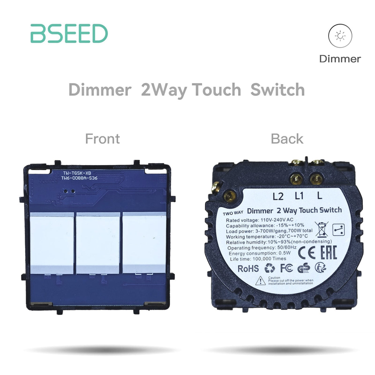 Bseed Dimmer Switch Panel Insert Part and Function Key Wall Plates & Covers Bseedswitch 1Gang 2 Way Touch Dimmer Function Key