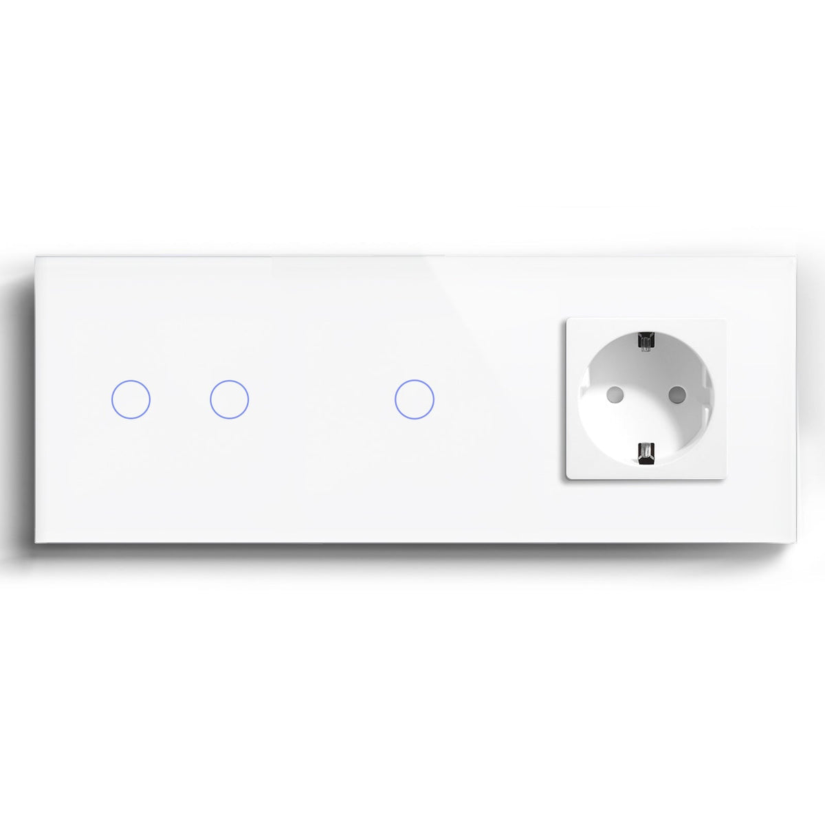 Bseed Smart WiFi Light Switches Multi Control With EU Normal Standard Wall Socket Light Switches Bseedswitch White 2Gang + 1Gang + Socket