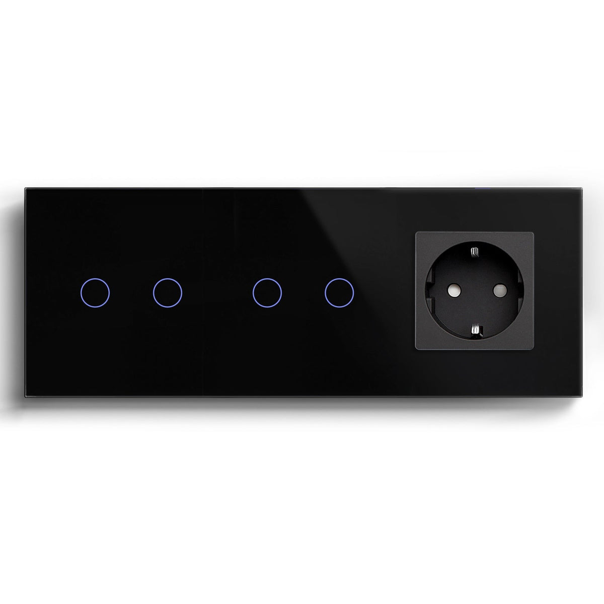 Bseed Smart WiFi Light Switches Multi Control With EU Normal Standard Wall Socket Light Switches Bseedswitch Black 2Gang + 2Gang + Socket