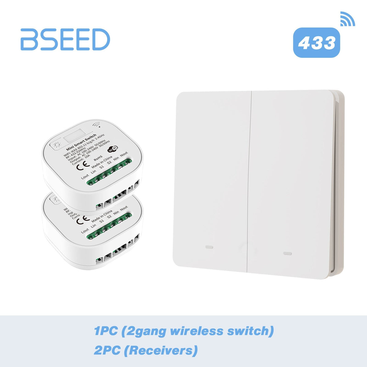 BSEED Smart WiFi RF433 Tuya Wireless Switch Module Push Button Circuit Breaker Light Switches Bseedswitch