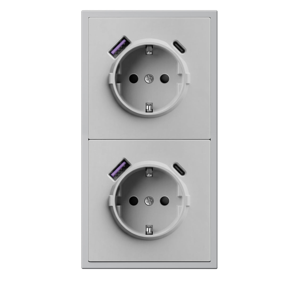 Grand Series 20W Eu Socket With USB-C With Clamping Technique Power Outlets & Sockets Bseedswitch Stone gray Double
