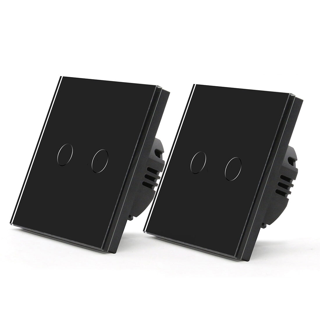 Bseed Smart Wifi Light Switch Wall Switch (With Neutral) Light Switches Bseedswitch Black 2Pcs/Pack 2 Gang