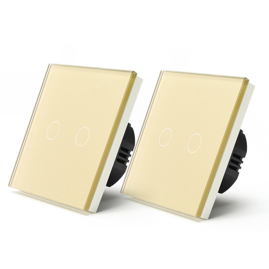Bseed Smart Wifi Light Switch Wall Switch (With Neutral) Light Switches Bseedswitch Gold 2Pcs/Pack 2 Gang