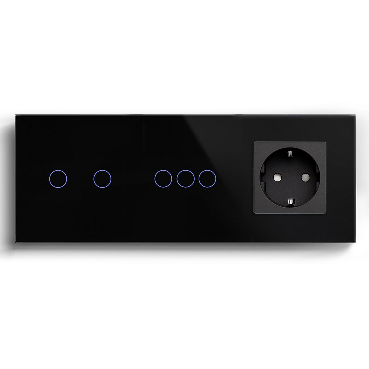 Bseed Smart WiFi Light Switches Multi Control With EU Normal Standard Wall Socket Light Switches Bseedswitch Black 2Gang + 3Gang + Socket