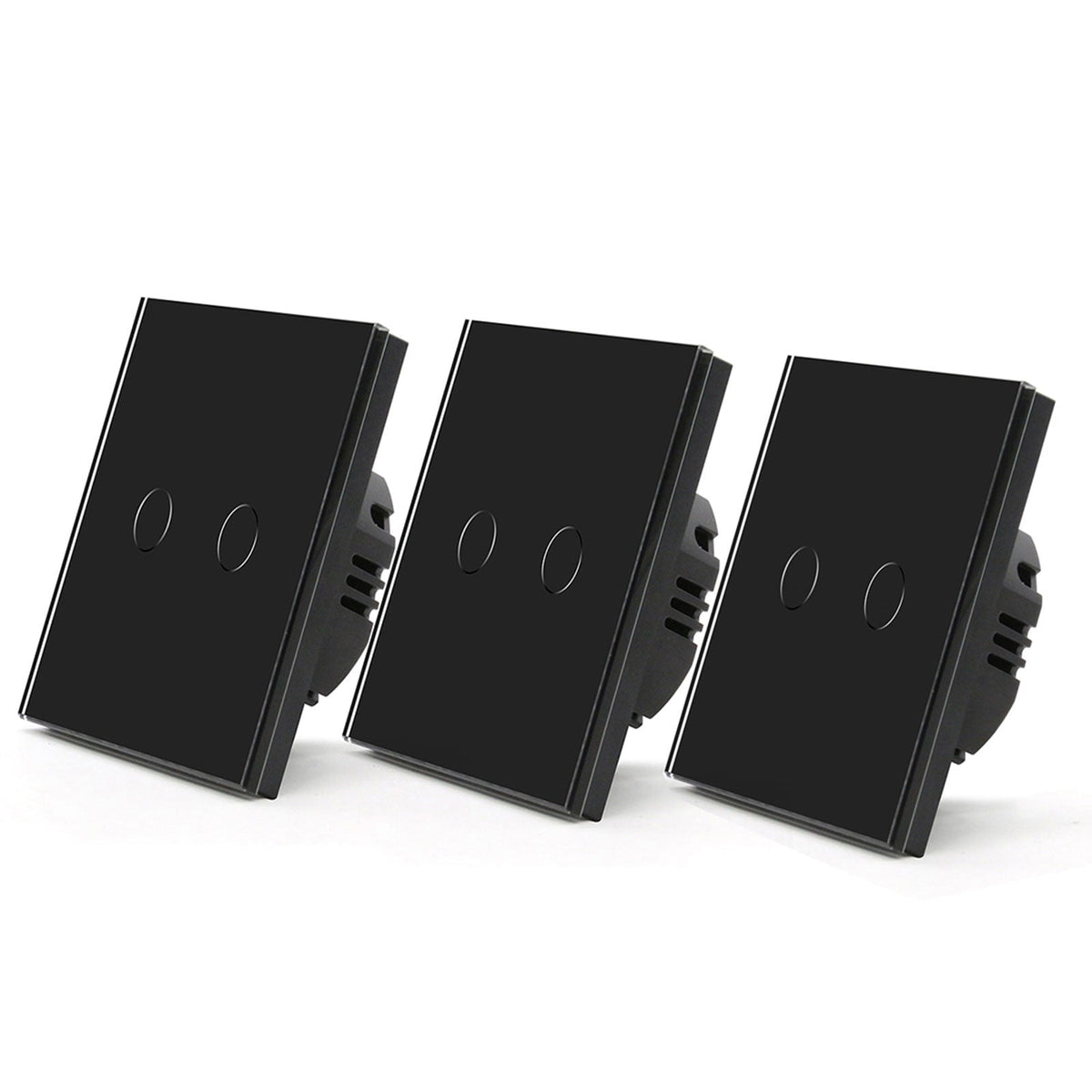 Bseed Smart Wifi Light Switch Wall Switch (With Neutral) Light Switches Bseedswitch Black 3Pcs/Pack 2 Gang
