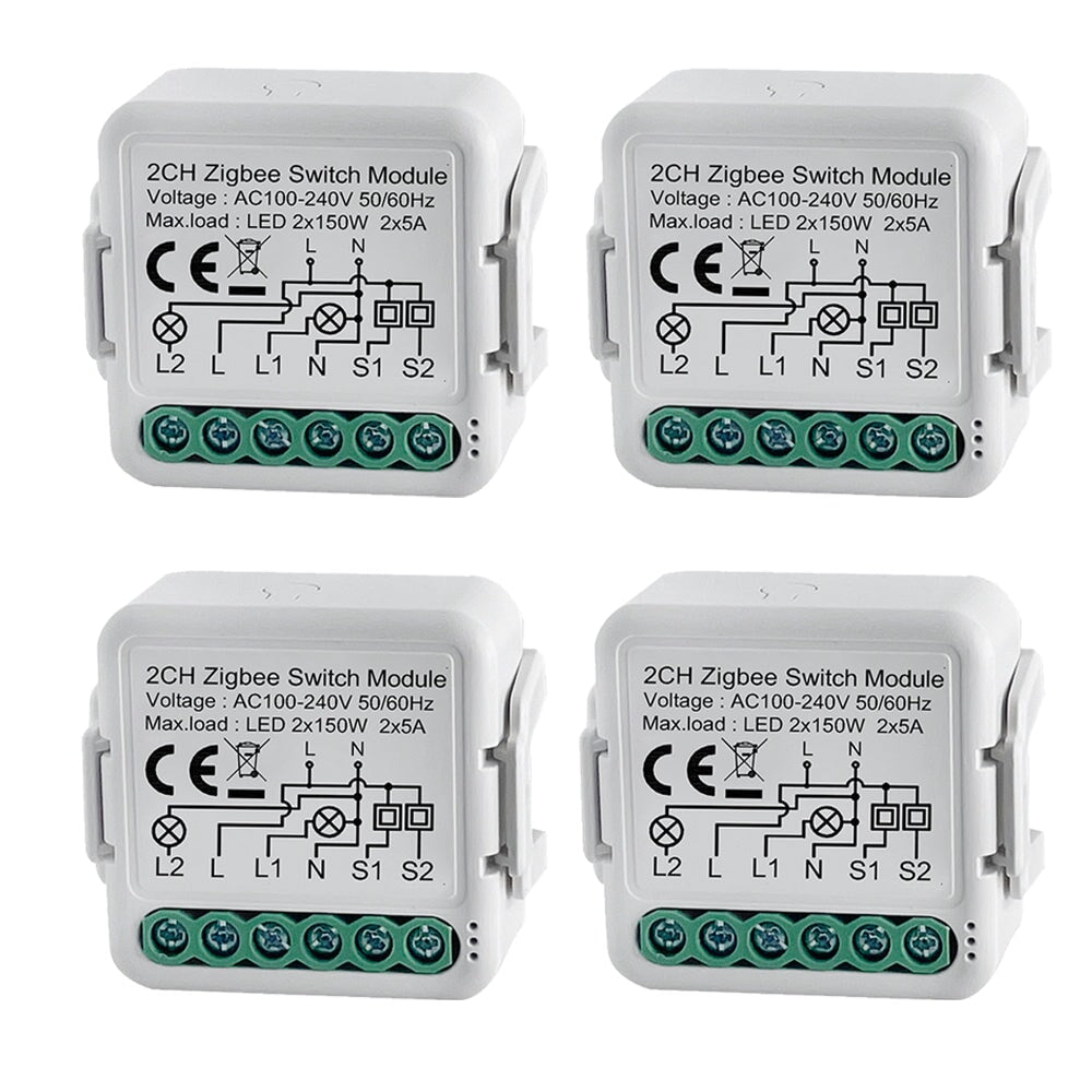 BSEED Smart Zigbee switch module wall Zigbee light switch module Work with Mechanical Switch Light Switches Bseedswitch 2 Gang 4 PCS/Pack