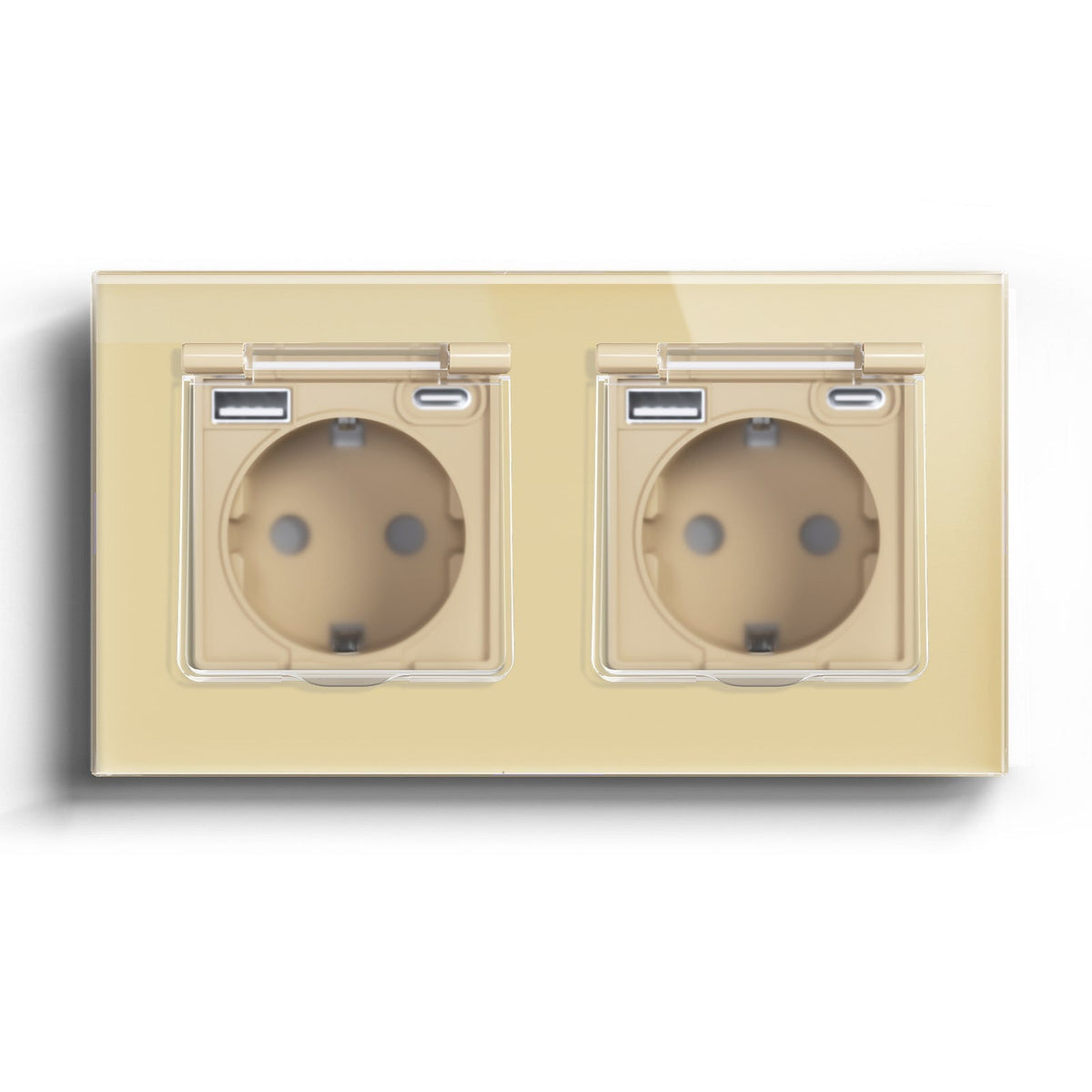 Eu socket with USB&Cover Glass Panel Power Outlets & Sockets Bseedswitch Gold Double