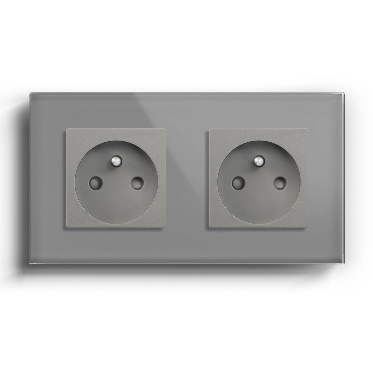 BSEED FR Wall Sockets Power Outlets Kids Protection 16A Wall Plates & Covers Bseedswitch grey Double