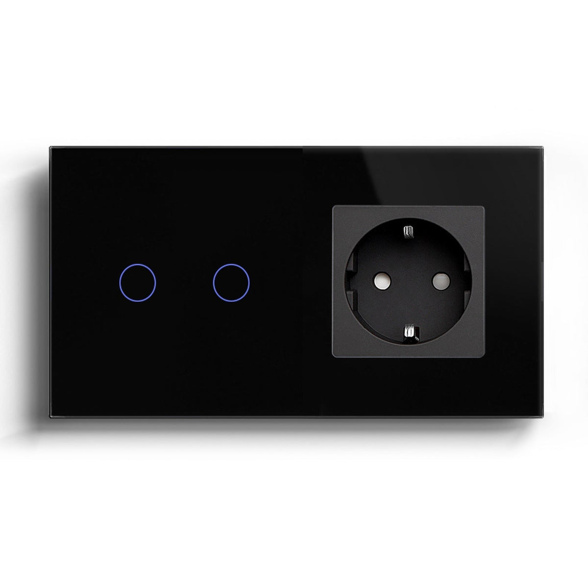 Bseed Zigbee 1/2/3 Gang No Neutral Line Touch Switch EU Standard With Normal Socket Light Switches Bseedswitch Black 2Gang