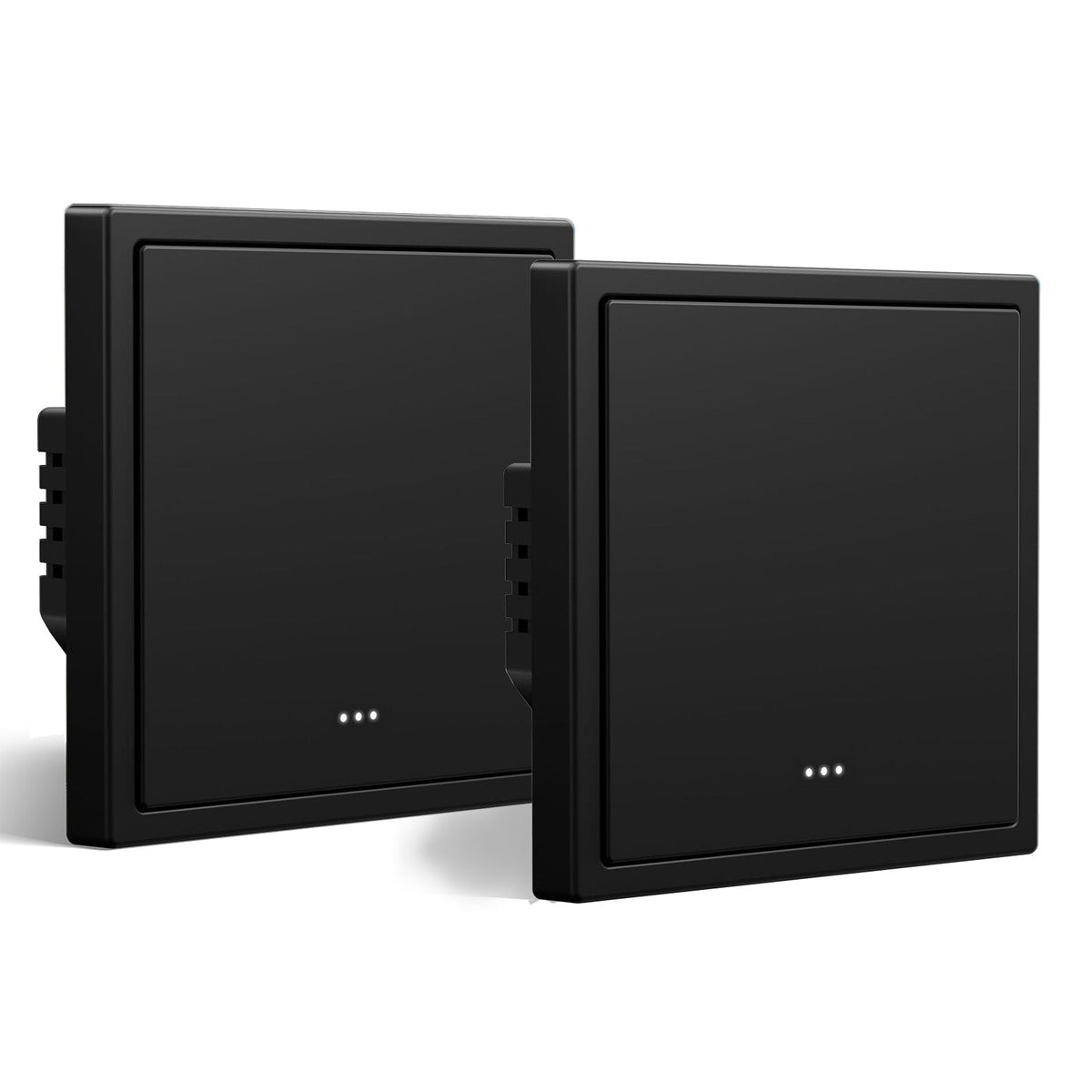 light switch intelligent Wi-Fi BSEED série Gand (avec neutre), light switch encastré avec voyant lumineux, noir, lot de 2, 1 Gang