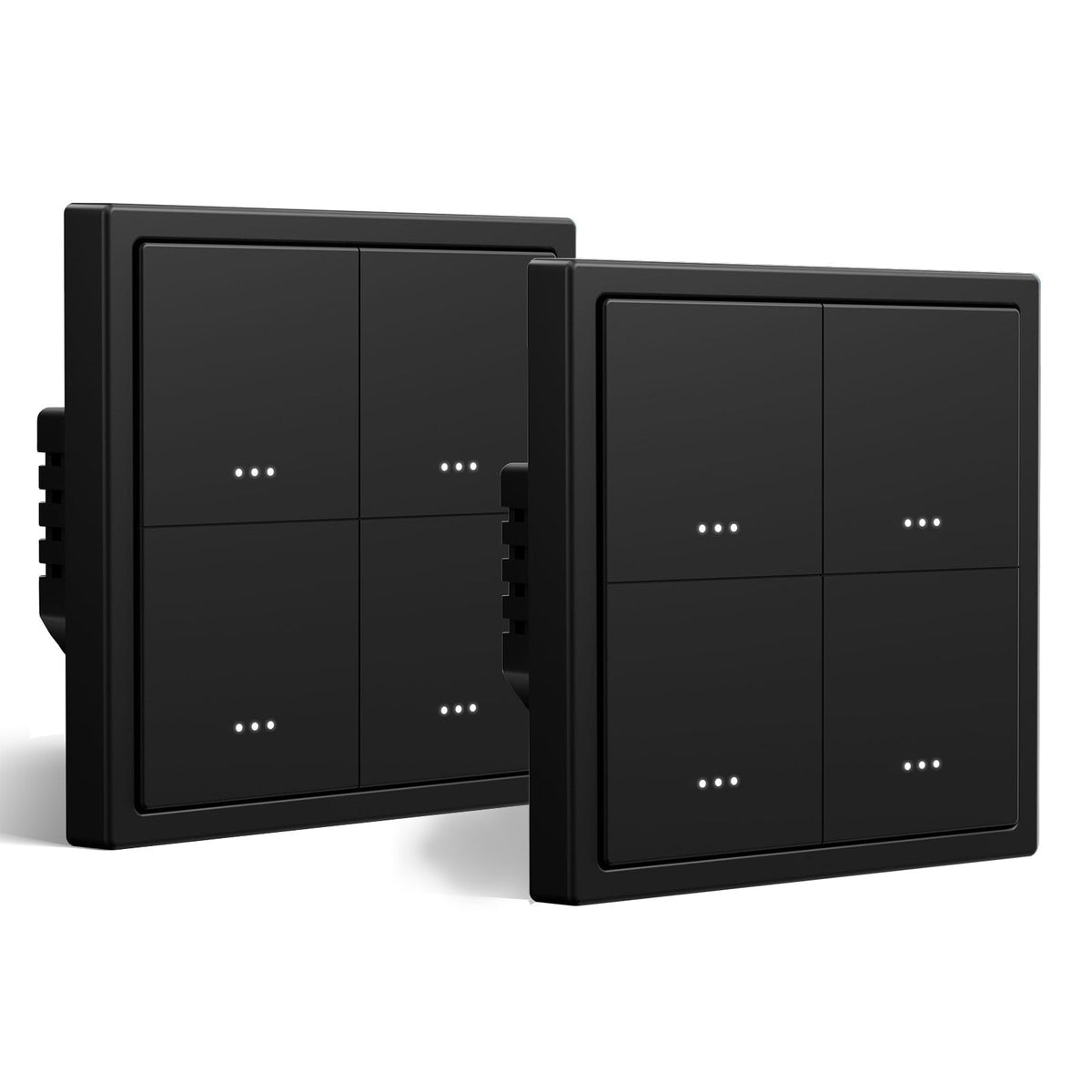 light switch intelligent Wifi série Gand BSEED (avec neutre) light switch encastré avec voyant lumineux, noir, 2 pièces/paquet, 4 gangs