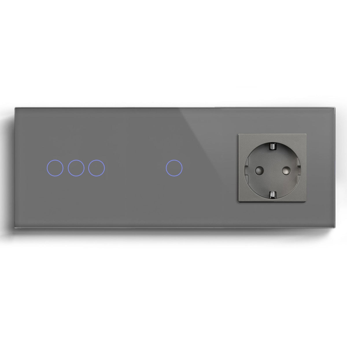 Bseed Double Zigbee Touch 1/2/3 Gang Light Switches Single Live Line Multi Control With EU Standard Not Smart Wall Sockets Light Switches Bseedswitch Grey 3gang+1gang +socket