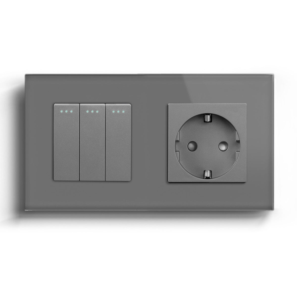 BSEED Mechanical 1/2/3 Gang 1/2Way Touch Light Switch With Normal Eu Socket Power Outlets & Sockets Bseedswitch Grey 3Gang 1Way