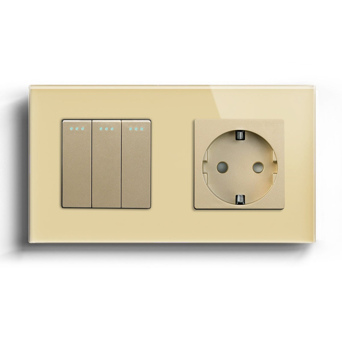 BSEED Mechanical 16A 1/2 Way Touch Light Switch With Normal Eu Socket Power Outlets & Sockets Bseedswitch Gold 3Gang 1Way