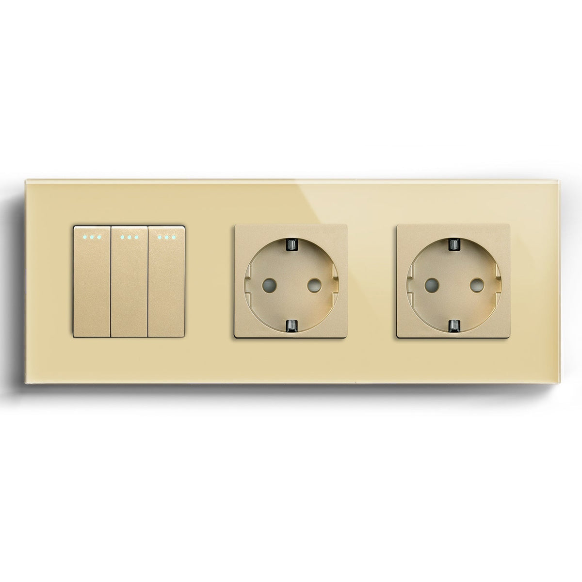 BSEED 1/2/3 Gang 1/2 Way Light Switch With Normal Eu Socket Power Outlets & Sockets Bseedswitch Gold 3Gang 1way