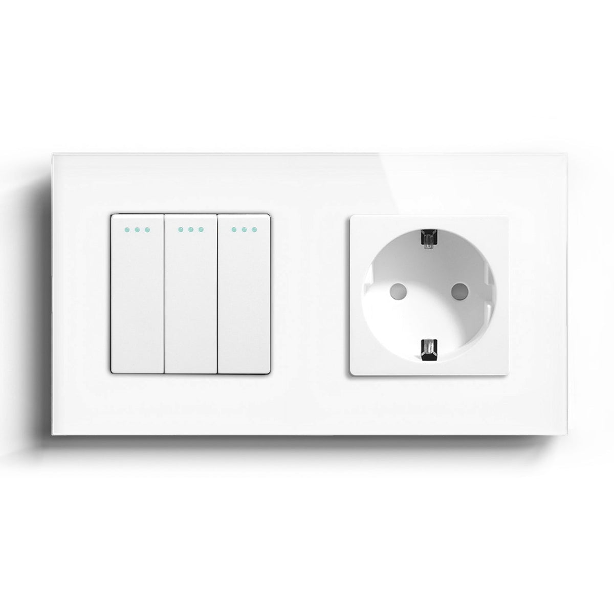 BSEED Mechanical 16A 1/2 Way Touch Light Switch With Normal Eu Socket Power Outlets & Sockets Bseedswitch White 3Gang 1Way