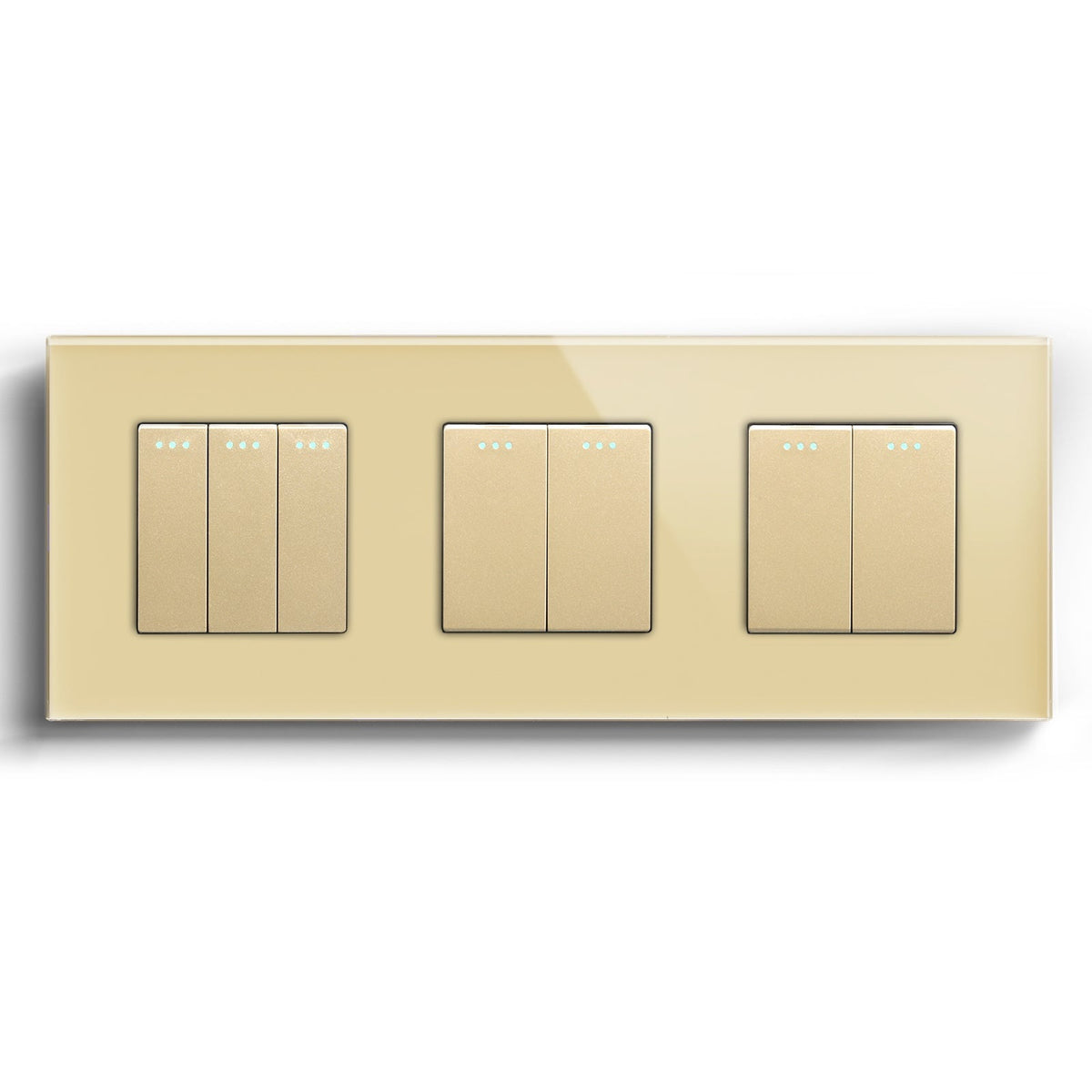 Bseed Mechanical Button Light Switch 1way Switch 228mm Light Switches Bseedswitch Gold 3Gang+2Gang+2Gang