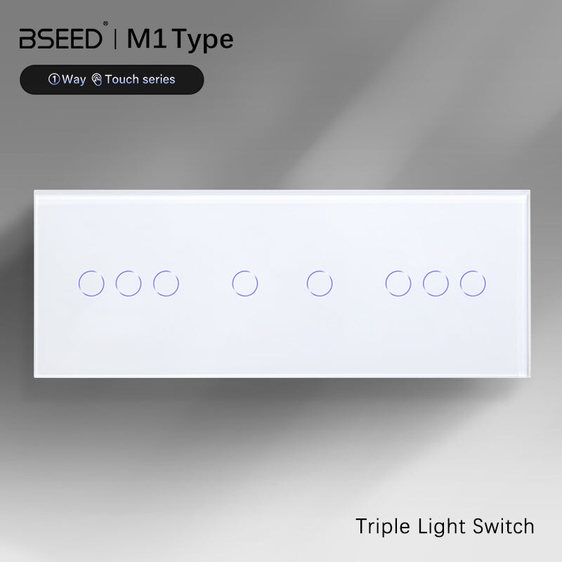 Bseed Triple Touch Switch 1 Way 228mm 300W Wall Plates & Covers Bseedswitch White 3Gang+2Gang +3Gang