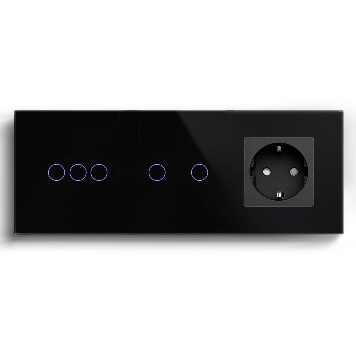 Bseed Double Zigbee Touch 1/2/3 Gang Light Switches Single Live Line Multi Control With EU Standard Not Smart Wall Sockets Light Switches Bseedswitch Black 3gang+2gang +socket