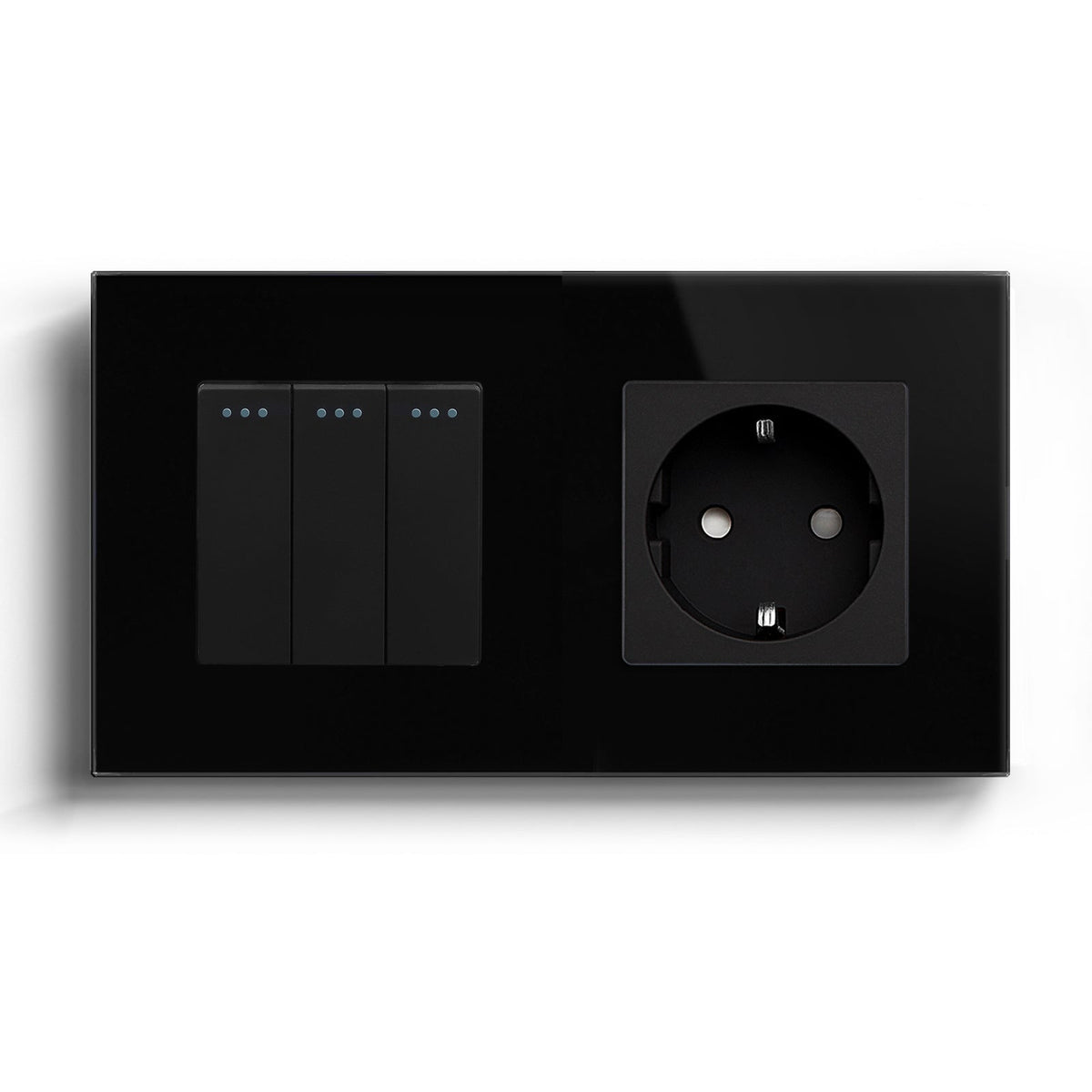 BSEED Mechanical 1/2/3 Gang 1/2Way Touch Light Switch With Normal Eu Socket Power Outlets & Sockets Bseedswitch Black 3Gang 2Way