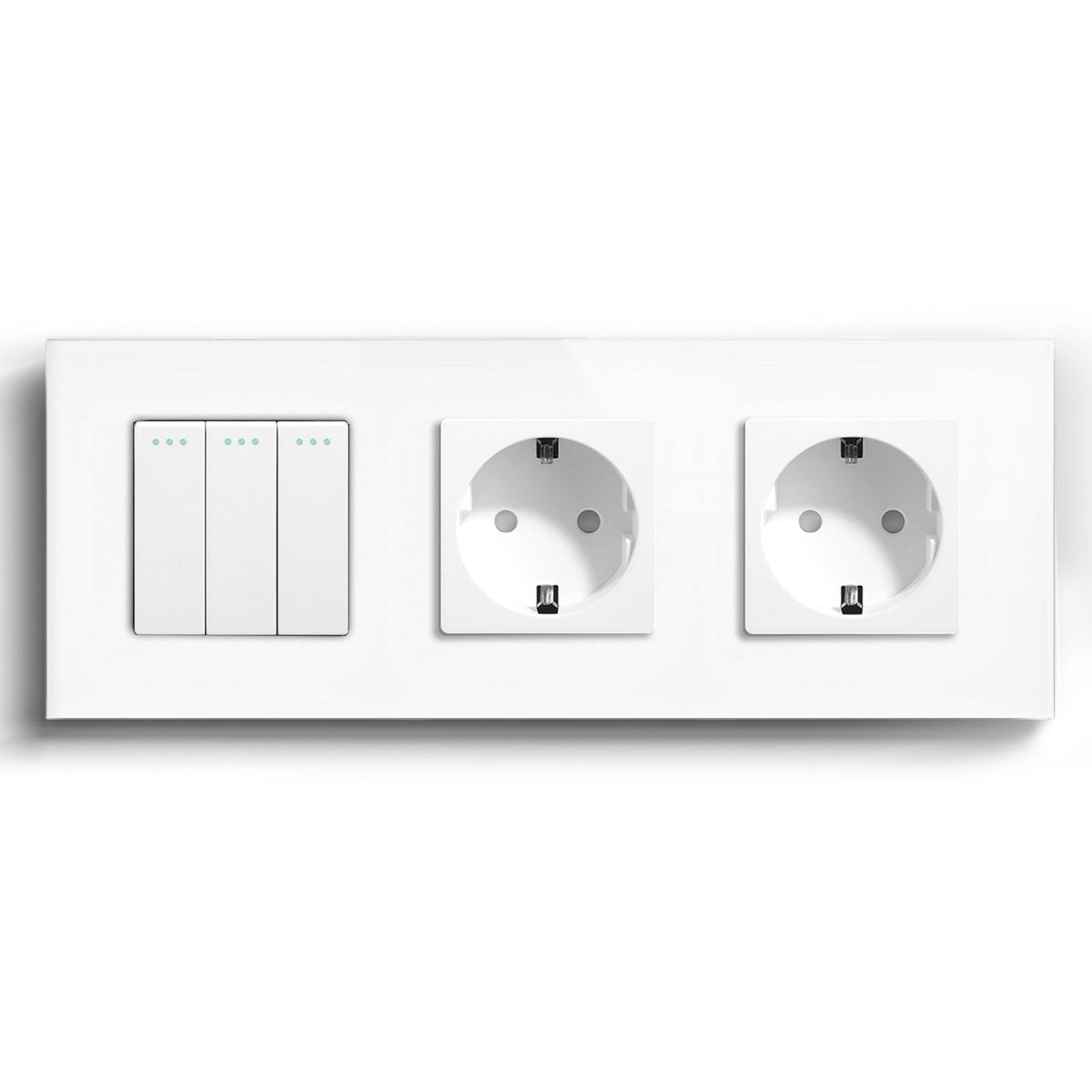 BSEED 1/2/3 Gang 1/2 Way Light Switch With Normal Eu Socket Power Outlets & Sockets Bseedswitch White 3Gang 2way