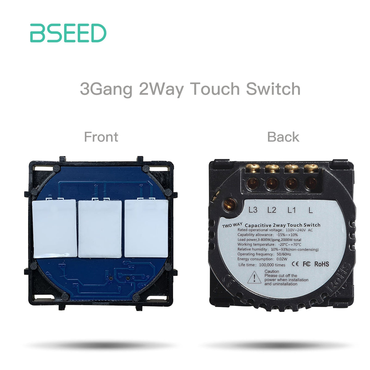 Bseed Light Switch 1/2/3/4 Gang 1/2/3 Way Function Key Touch Control 300W Light Switches Bseedswitch 3 Gang 2 Way