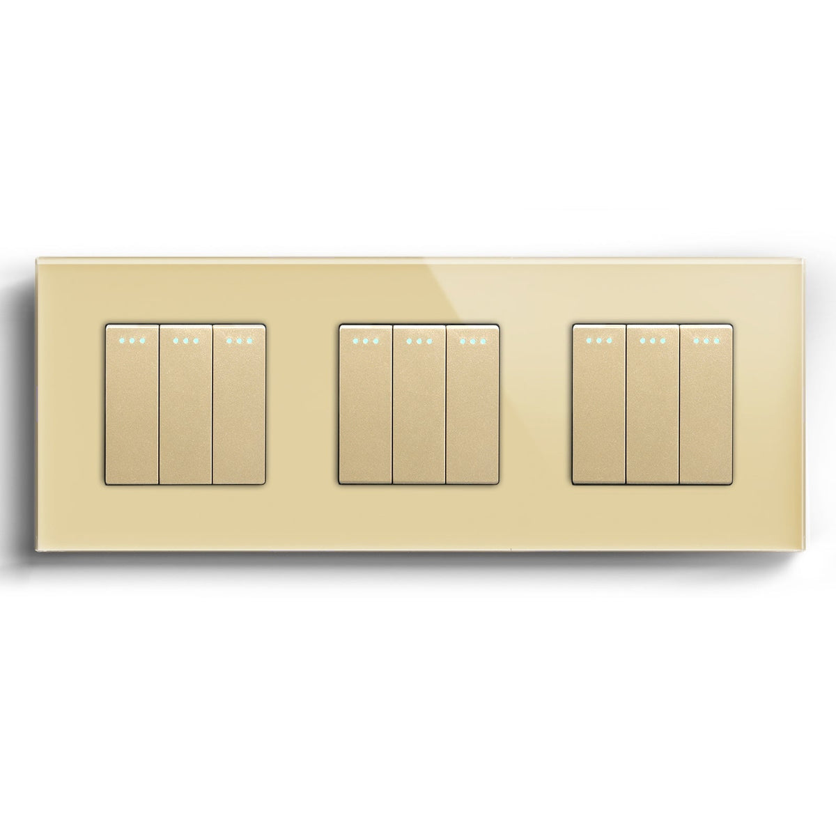 Bseed Mechanical Button Light Switch 1way Switch 228mm Light Switches Bseedswitch Gold 3Gang+3Gang+3Gang
