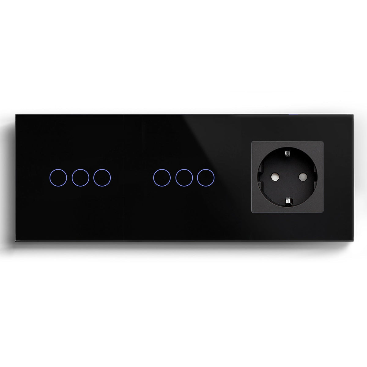 Bseed Double Zigbee Touch 1/2/3 Gang Light Switches Single Live Line Multi Control With EU Standard Not Smart Wall Sockets Light Switches Bseedswitch Black 3gang+3gang +socket