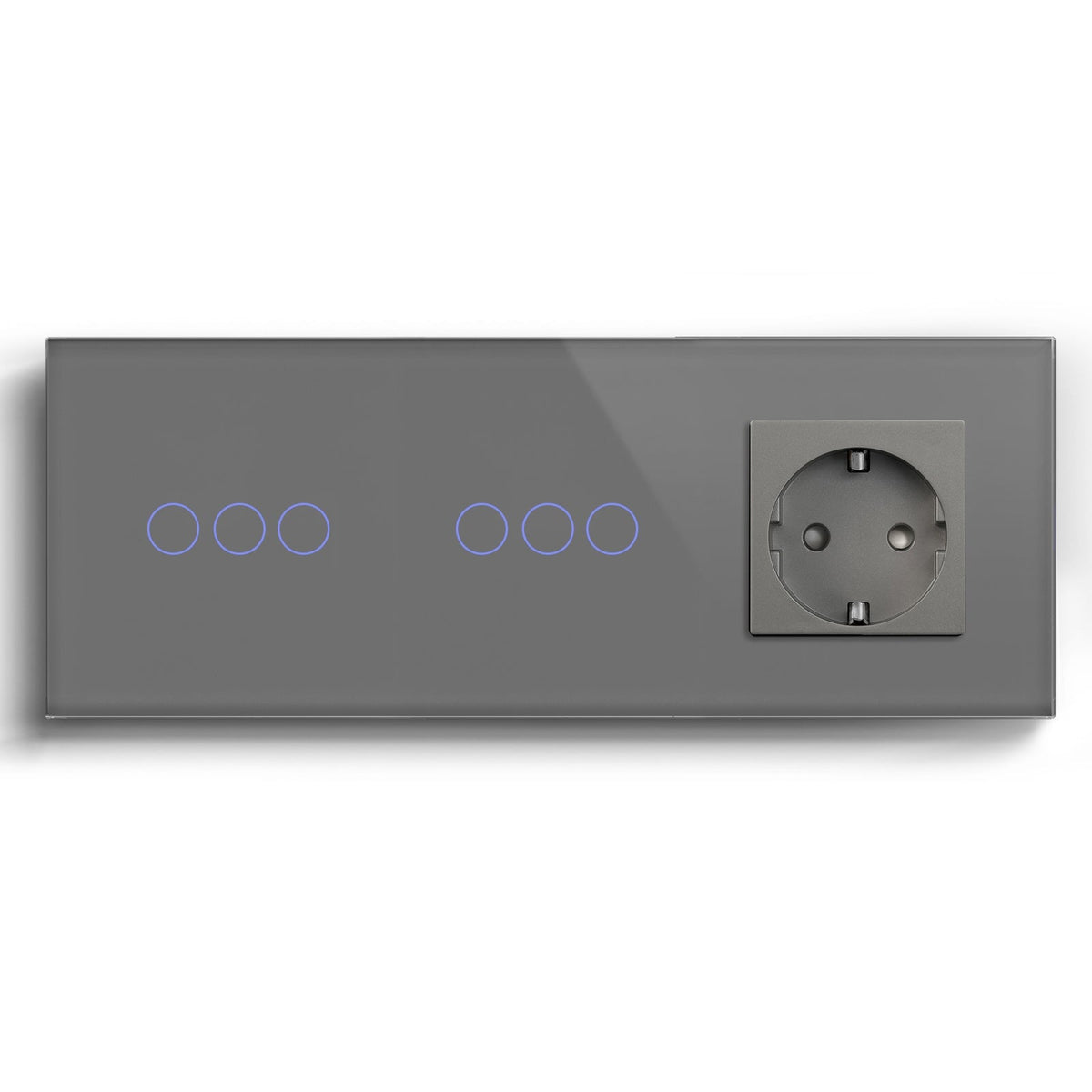Bseed Double Zigbee Touch 1/2/3 Gang Light Switches Single Live Line Multi Control With EU Standard Not Smart Wall Sockets Light Switches Bseedswitch Grey 3gang+3gang +socket