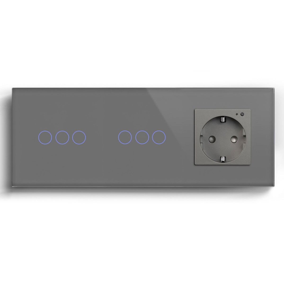 Bseed WiFi Light Switches Multi Control With Wifi EU Normal Standard Wall Socket Light Switches Bseedswitch Grey 3Gang + 3Gang + Socket