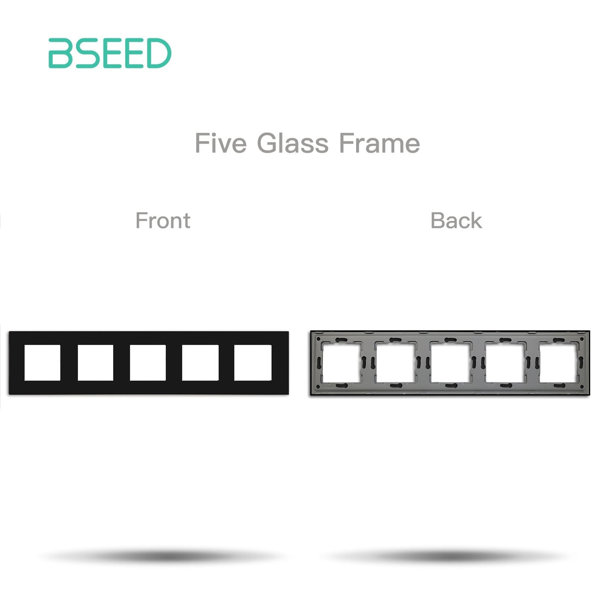 Bseed Crystal Glass Frames Socket Frame 4 Color 1/2/3/4/5 Slotes DIY Part Wall Jacks & Braces Bseedswitch Black Quintuple