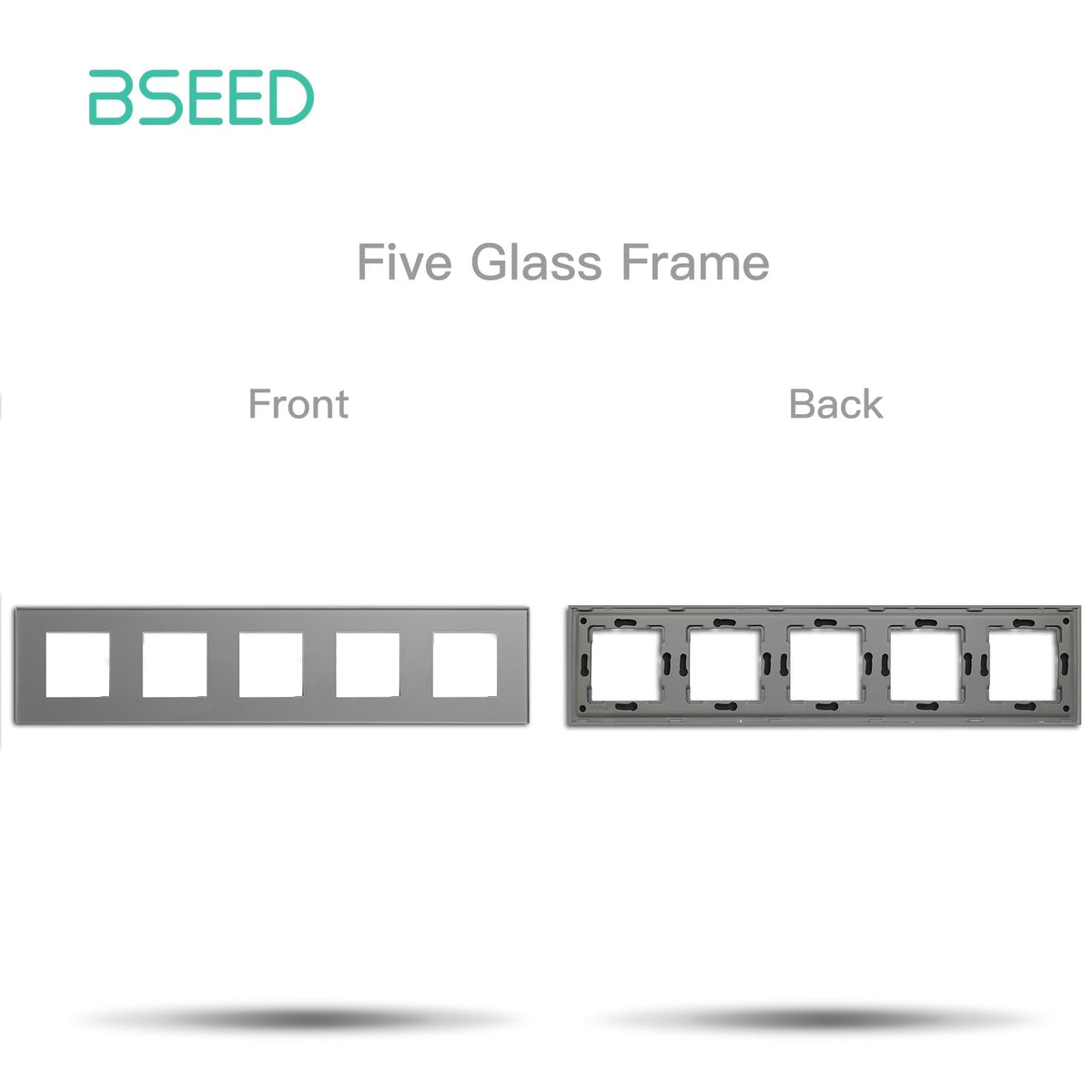 Bseed Crystal Glass Frames Socket Frame 4 Color 1/2/3/4/5 Slotes DIY Part Wall Jacks & Braces Bseedswitch Grey Quintuple