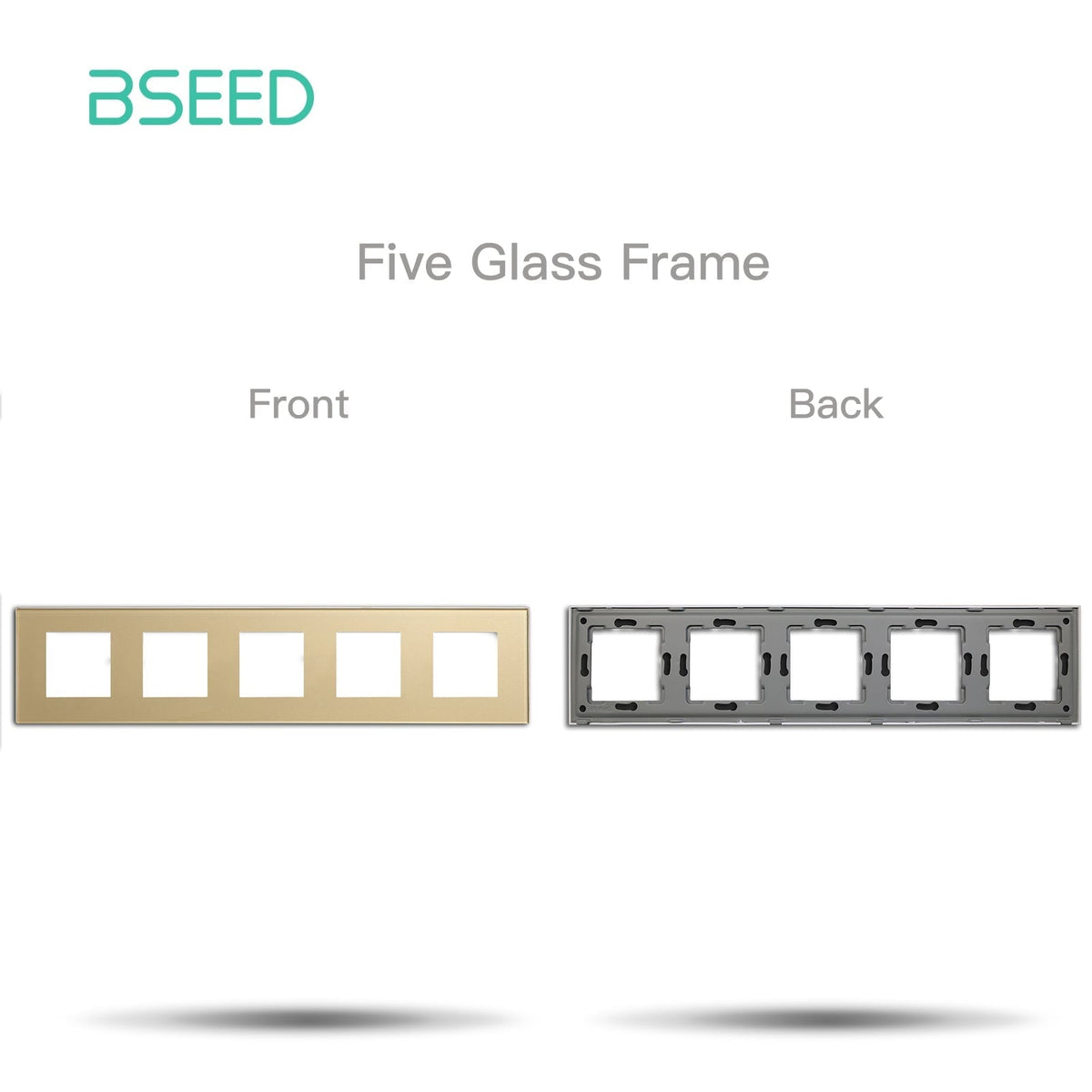 Bseed Crystal Glass Frames Socket Frame 4 Color 1/2/3/4/5 Slotes DIY Part Wall Jacks & Braces Bseedswitch Gold Quintuple