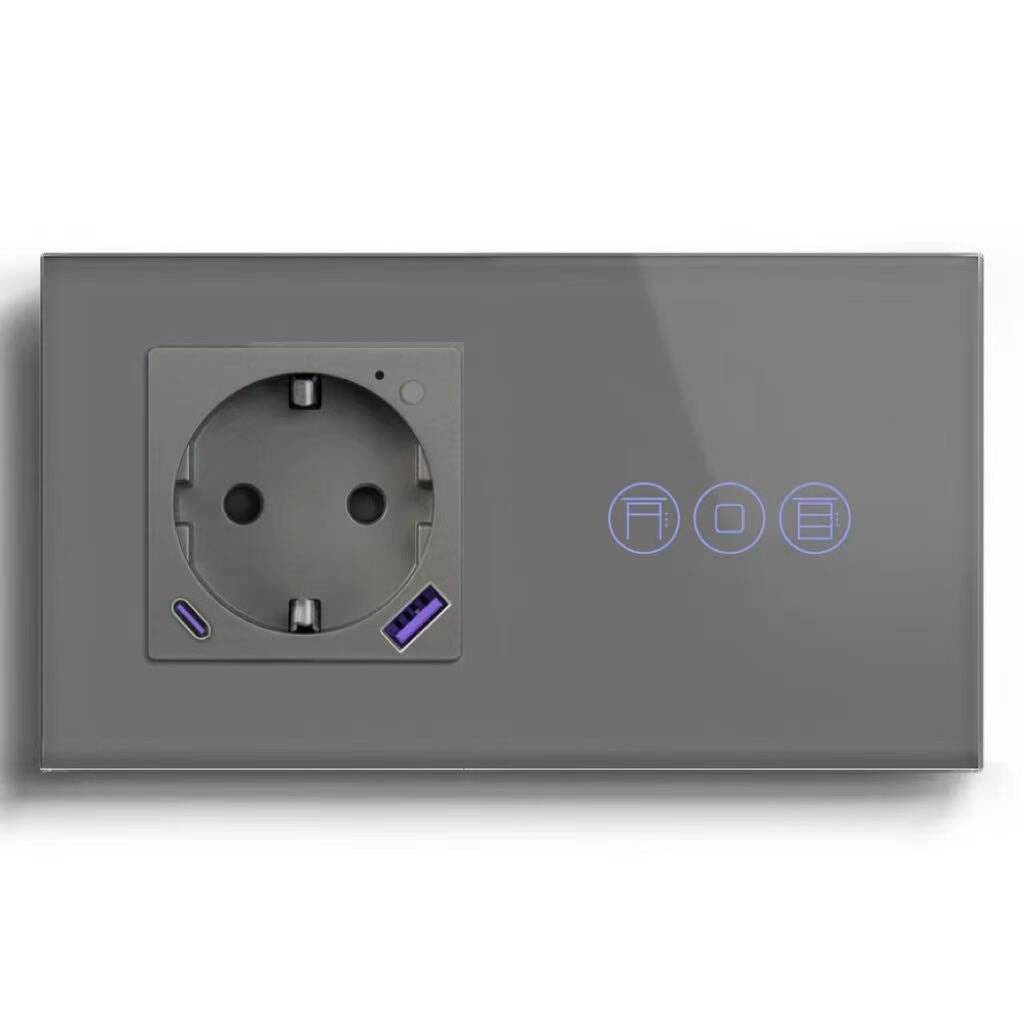 BSEED Product Customization Bseedswitch wifi eu socket with usb-c port with wifi roller shutter switch