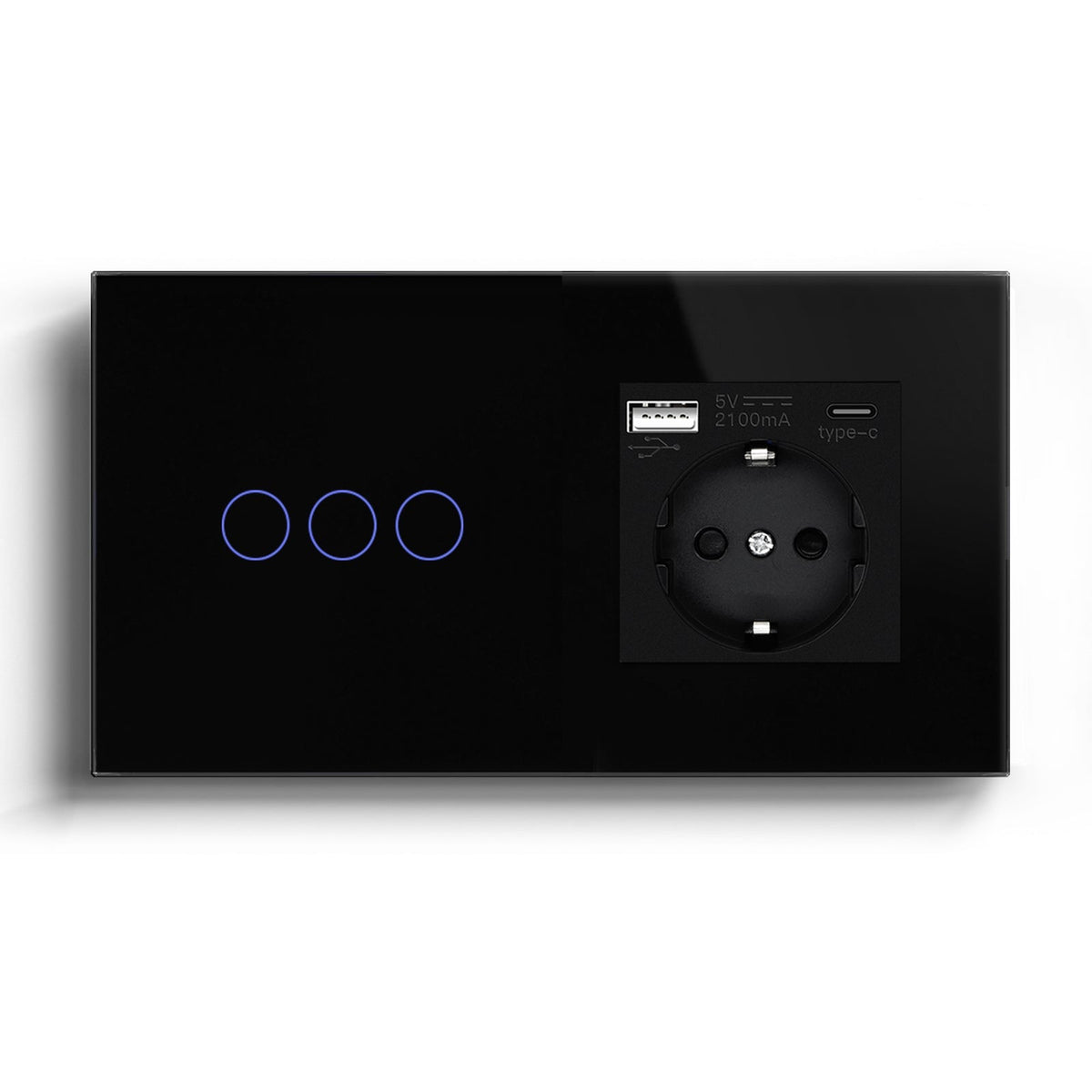 BSEED Tuya No Neutral Line Zigbee Smart Sensor Switch 1/2/3Gang Plus EU Wall Socket With Type-C USB Electric Plug Smart Life Alexa APP Control Need Gateway Power Outlets & Sockets Bseedswitch Black 3Gang