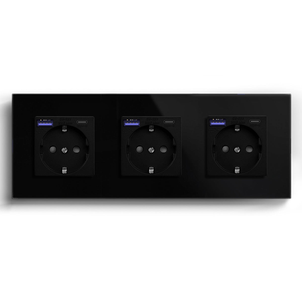 BSEED EU sockets with 20W PD Fast Charge Type-C Interface Outlet Wall Socket Power Outlets & Sockets Bseedswitch Black Triple