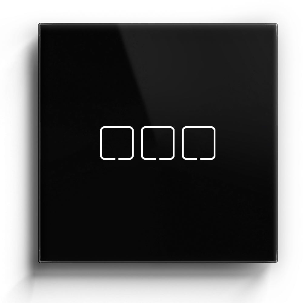 ET Serie Wifi Light Switch Glass Panel Light Switches Bseedswitch Black 3 Gang