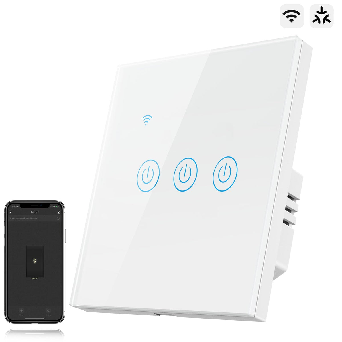 Bseed Smart Matter Wifi Light Switch Electrical Wall Light switches Light Switches Bseedswitch White 1Pcs/Pack 3 Gang