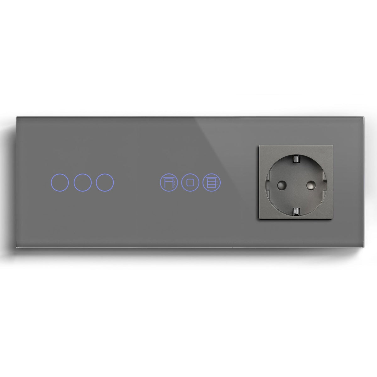 WiFi light switch with roller switch with normal eu socket Light Switches Bseedswitch Grey 3Gang+shutter switch+eo socket