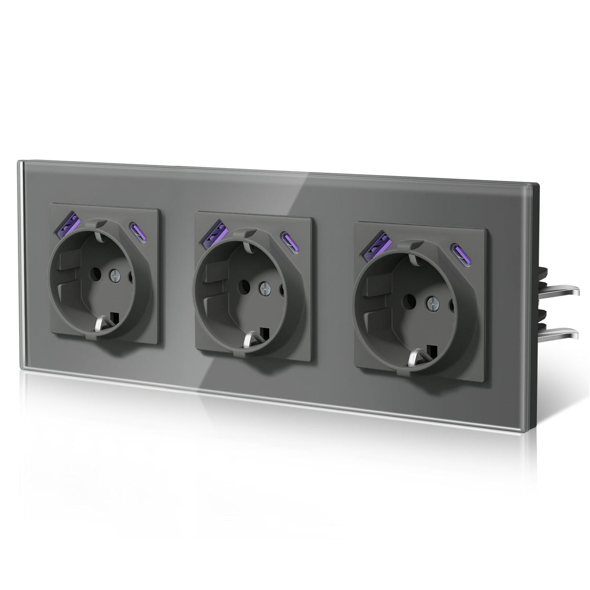 BSEED 20W EU sockets with Fact Charge Type-C USB with Claw technology Power Outlets & Sockets Bseedswitch Grey Triple