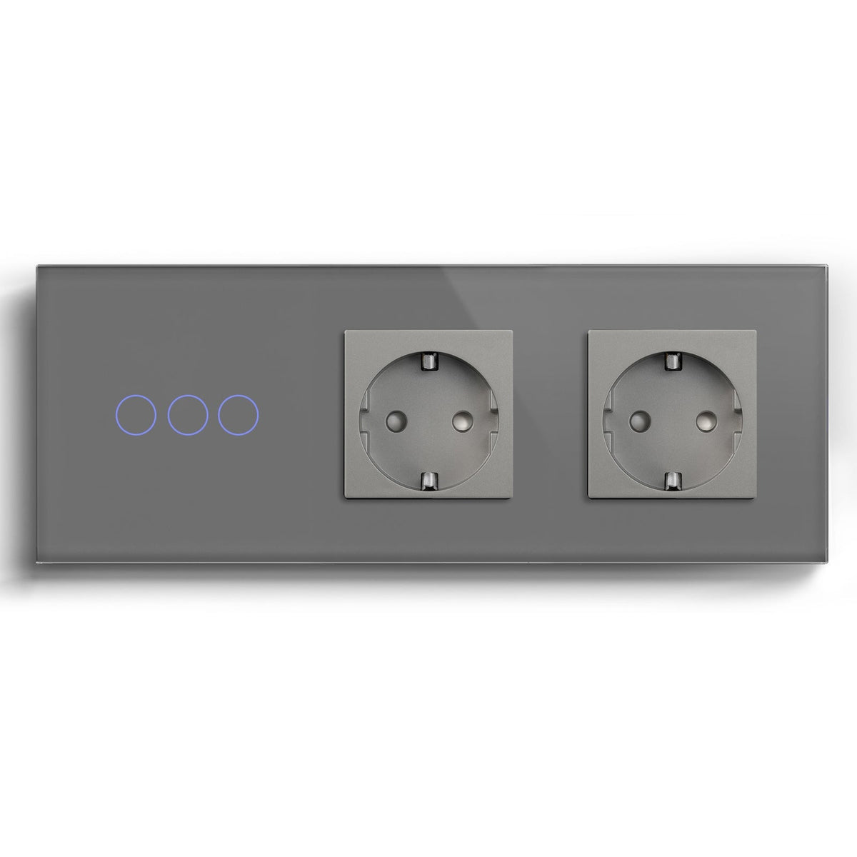 Bseed Smart WiFi 1/2/3 Gang Light Switches Multi Control With Double EU Normal Standard Wall Sockets Light Switches Bseedswitch Grey 3Gang